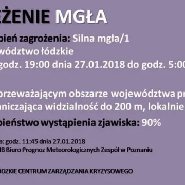 Uwaga na silne mgły w regionie