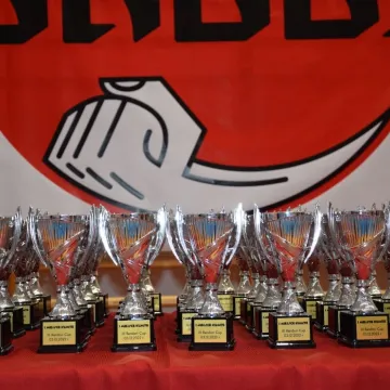 Karatecy na tatami na turnieju w Radomsku