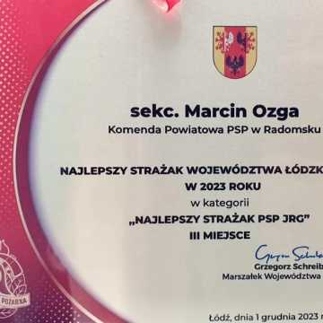 Marcin Ozga z KP PSP w Radomsku został Najlepszym Strażakiem Województwa Łódzkiego
