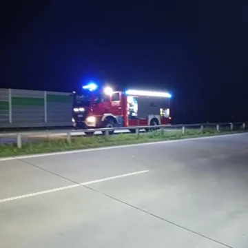 Pożar ciężarówki na A1. Nocna akcja strażaków pod Radomskiem