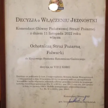 OSP Folwarki w KSRG. Przekazano wóz strażacki