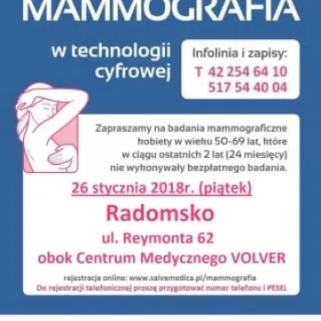 Bezpłatne badanie mammograficzne