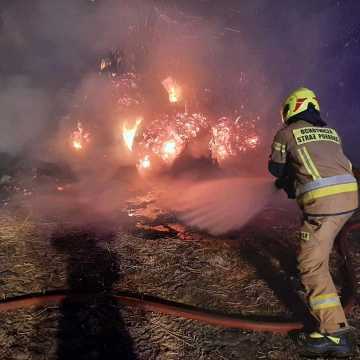 Strażacy gasili płonące baloty w Danielowie