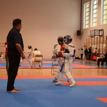 Karatecy na tatami na turnieju w Radomsku