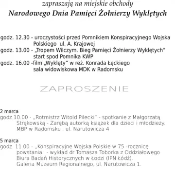[PROGRAM] Narodowy Dzień Pamięci Żołnierzy Wyklętych w Radomsku