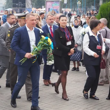 Władze powiatu radomszczańskiego na urodzinach miasta Równe