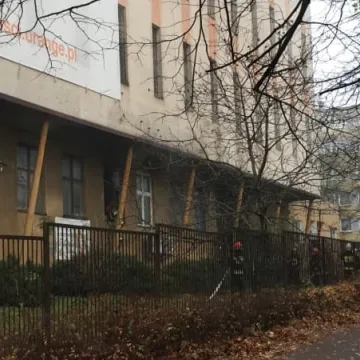 Pożar w budynku po telekomunikacji