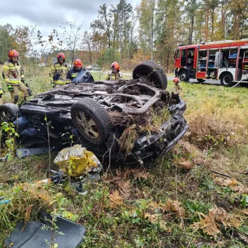 Nietrzeźwi pasażerowie, nadmierna prędkość. Opel wypadł z drogi