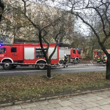 Pożar w budynku po telekomunikacji