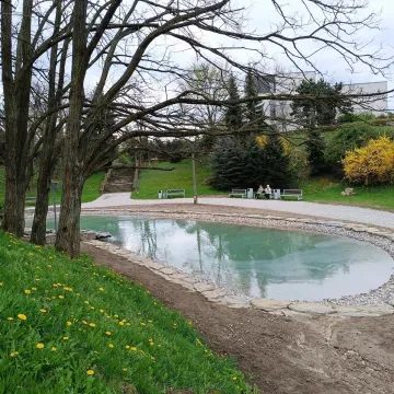 Nowe oblicze oczka wodnego w Parku Solidarności w Radomsku. Wykonano kamienną kaskadę