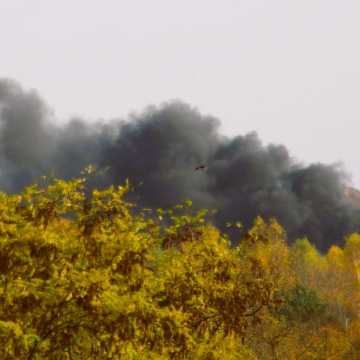 Czarny dym nad Radomskiem. Paliły się porzucone opony