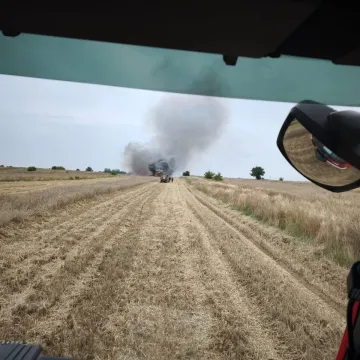 Pożar kombajnu w Strzałkowie