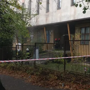 Pożar w budynku po telekomunikacji