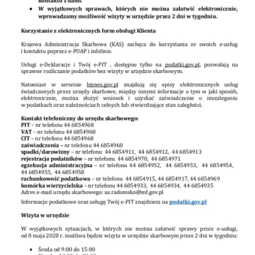 Wizyty w Urzędzie Skarbowym dwa dni w tygodniu