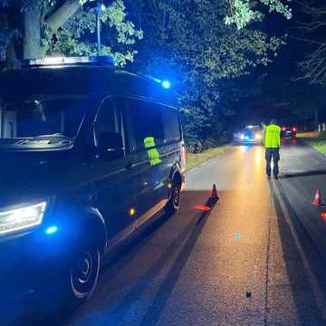 [WIDEO] Tragiczny wypadek w Strzałkowie. Nie żyje 30-letni pieszy. Mężczyzna szedł środkiem nieoświetlonej drogi